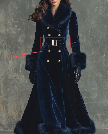 Manteau Élégant Vintage pour Femme en Bleu Marine